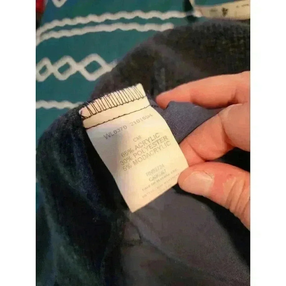 Women's Size Medium Vintage USA Made Columbia Deep Pile Blue Navy Fleece Jacket - Picture 4 of 6